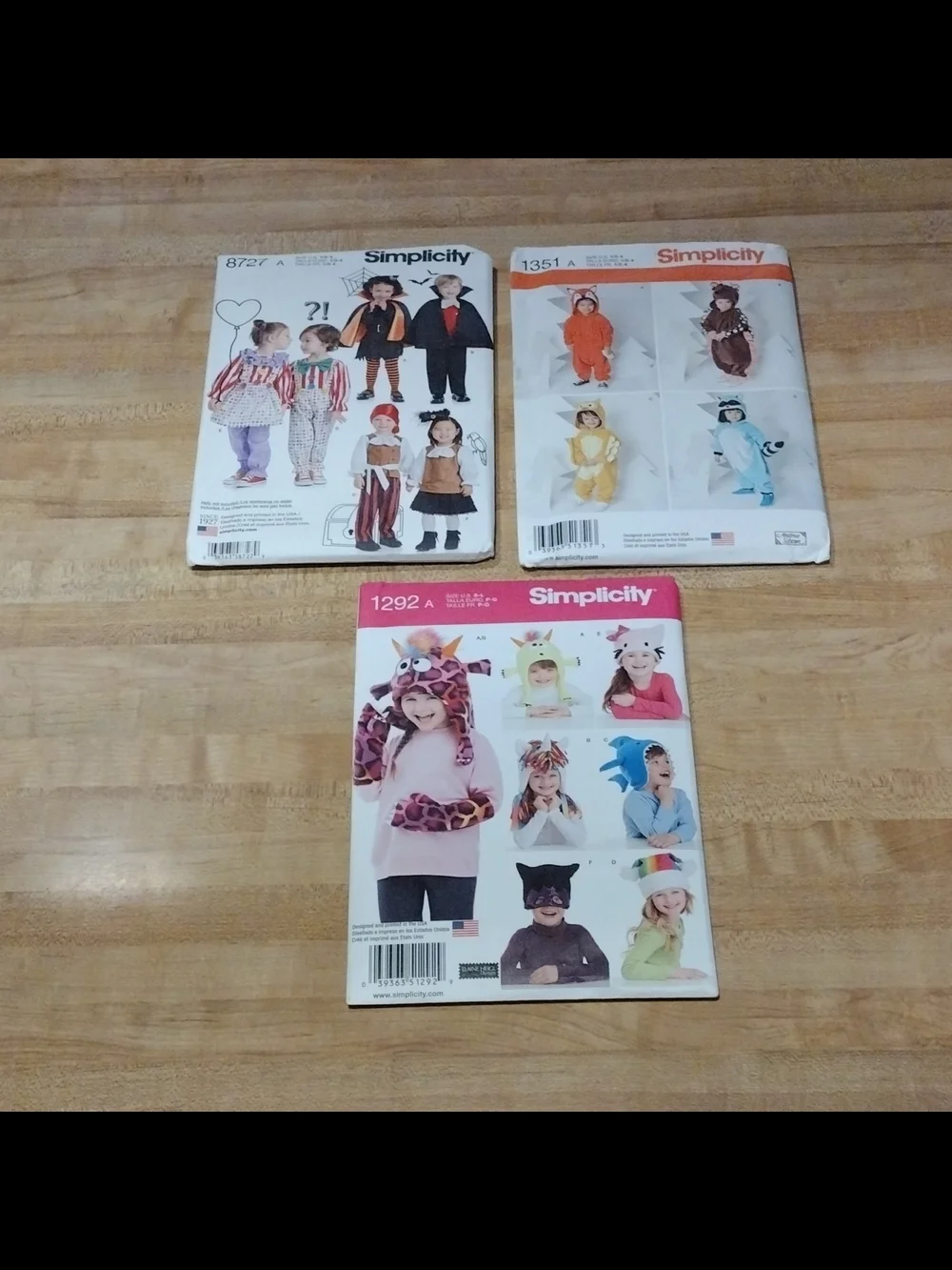 Lot of 3 Simplicity Kid Costume Patterns Clowns Vampires Pirates Animal Hats OOP